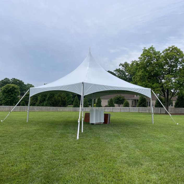 20x20 high peak tent backyard party